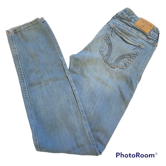 Hollister Low Rise Skinny Leg Jeans Women’s 7L 28x33 Blue Medium Wash Whiskers - Picture 4 of 11